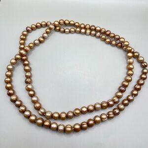 Bronze Pearl Long Necklace
